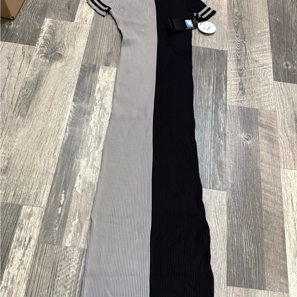 STAUD Black and Gray Ribbed Dress raiders